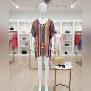 Colorful Striped Swim Cover-Up Tunic | One Size